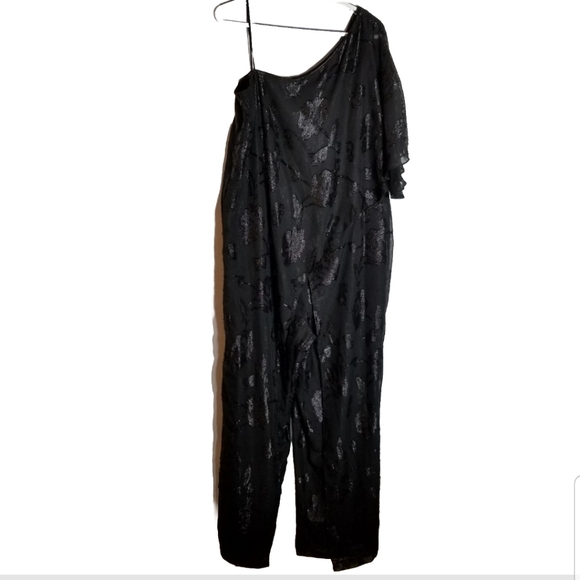 Adrianna Papell Off-The-Shoulder Back Zipper Closure Wide Leg Jumpsuit Dress